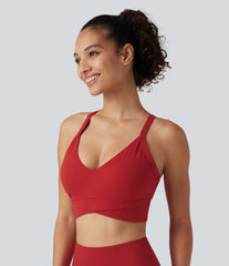 Halara UltraSculpt™ Ribbed Low Support V Neck Built-in Bra Yoga Sports Bra