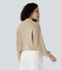 V-neck Long Sleeve Waffle Casual Cardigan