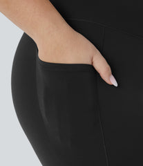 SoftlyZero™ High Waisted Crossover Pocket Capri Yoga Plus Size Leggings-UPF50+