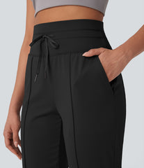 High Waisted Drawstring Quick Dry Yoga Joggers with Pockets-UPF40+