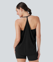 SoftlyZero™ Airy Halter Draped InstantCool Yoga Sports Top DD-F Cups-UPF50+