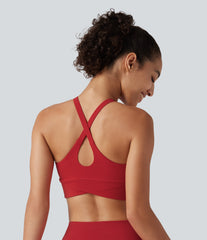 Halara UltraSculpt™ Ribbed Low Support V Neck Built-in Bra Yoga Sports Bra