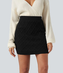 High Waisted Bodycon Mini Casual Sweater Skirt