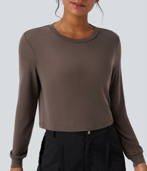 Round Neck Long Sleeve Casual Wool-Blend Top