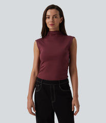 Mock Neck Work Pima Cotton Tank Top