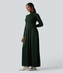 Mock Neck Long Sleeve Maxi Work Sweater Dress