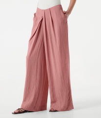 Mid Rise Baggy Casual Linen-Feel Pants with Pockets