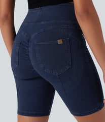 Halara Flex™ High Waisted Scrunch Butt Lifting Stretchy Knit Denim Casual Shorts with Pockets