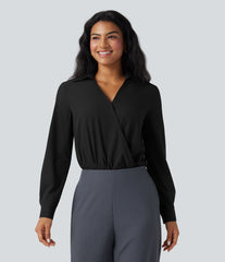 Breezeful™ V Neck Long Sleeve Quick Dry Work Shirt Bodysuit