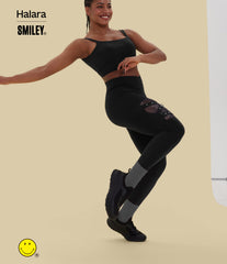 Halara X Smiley® Halara UltraSculpt™ High Waisted Crossover Contrast Mesh Decorative Buckle Yoga Leggings