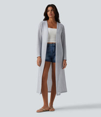 Long Sleeve Longline Casual Crochet Knit Coat