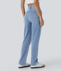 Halara Flex™ High Waisted Pockets Straight Leg InstantCool Washed Casual Jeans