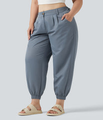 Plus Size Mid Rise Casual Joggers with Pockets