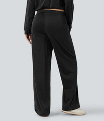 High Waisted Straight Leg Sparkle Casual Pants with Pockets