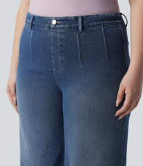 Halara Flex™ Plus Size High Waisted Tummy Control Wide Leg Casual Jeans with Pockets