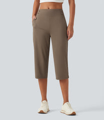 Mid Rise Quick Dry Capri Golf Pants with Pockets-UPF40+
