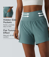 Super High Waisted Tummy Control 2-in-1 Quick Dry Yoga Shorts 5'' with Pockets
