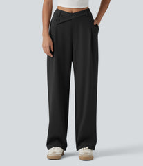 Halara Flex™ DayStretch Asymmetric High Waisted Work Straight Leg Pants with Pockets