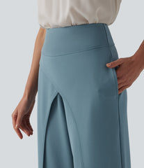 Halara Flex™ High Waisted Crossover Straight Leg Crepe Work Pants with Pockets