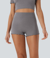 OneForm Seamless Flow High Waisted Lettuce Trim Lounge Shorts 2.5''