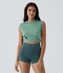 Crew Neck Sleeveless Cropped Yoga Tank Top