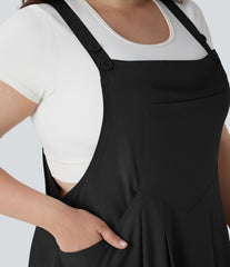 Breezeful™ Flowy Quick Dry Midi Casual Plus Size Pinafore Dress with Pockets