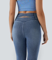 Halara Flex™ High Waisted Crossover Back 7/8 Skinny Casual Jeans with Pockets