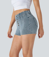 Halara Flex™ High Waisted Decorative Pockets Denim Casual Shorts 2''