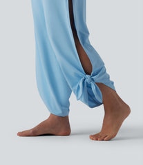 High Waisted Tie Side InstantCool Yoga Joggers with Pockets-UPF50+