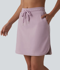 SoftlyZero™ Airy Mid Rise Drawstring Curved Hem 2-in-1 InstantCool Workout Skirt with Pockets