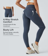 Halara UltraSculpt™ Denim Print High Waisted Tummy Control Butt Lifting Yoga Leggings with Pockets