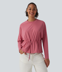 SoftlyZero™ Round Neck Long Sleeve Drawstring Casual Top-UPF50+