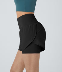 Breezeful™ Super High Waisted Curved Hem 2-in-1 Pocket Quick Dry Yoga Shorts 3.5''