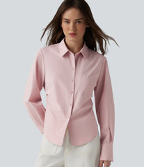 Long Sleeve Curved Hem Casual Shirt with Pocket