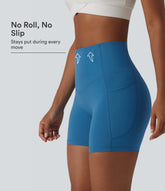 Halara UltraSculpt™ High Waisted Anti-Roll Tummy Control Shaping Workout Biker Shorts 5'' with Pockets