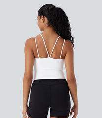 OneForm Seamless Flow Double Straps V Back Cropped Running Cami Top DD-F Cups