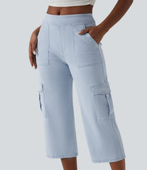 Halara Flex™ Mid Rise Straight Leg Cropped Casual Cargo Jeans with Pockets