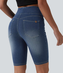 Halara Flex™ High Waisted Tummy Control Denim Casual Bermuda Shorts 9'' with Pockets