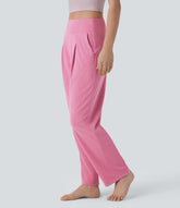 Mid Rise Pocket Straight Leg Waffle Yoga Pants
