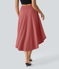 Breezeful™ High Waisted Tie Side 2-in-1 Curved Hem Flowy Quick Dry Midi Casual Skirt