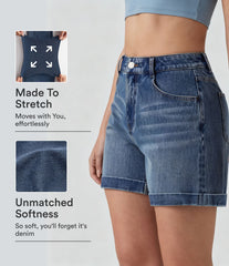 Halara Flex™ Mid Rise Rolled Hem Denim Casual Shorts 5'' with Pockets