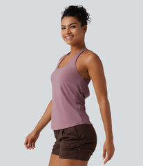 U Neck Built-in Bra Cool Touch Quick Dry Yoga Tank Top-UPF50+