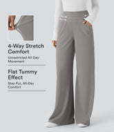 Halara Flex™ High Waisted Tummy Control Pockets Wide Leg Baggy Micro Waffle Work Pants