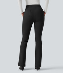High Waisted Work Flare Pants with Pockets