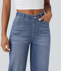 Halara Flex™ High Waisted V-Shaped Casual 7/8 Baggy Jeans with Pockets