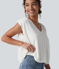 V Neck Sleeveless Casual Top
