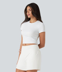 SoftlyZero™ Airy Round Neck Short Sleeve Cut-Out Back Breathable Mesh InstantCool Running Sports Top-UPF50+