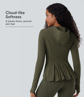 SoftlyZero™ Hooded Long Sleeve Thumb Hole Pleated Jacket with Pockets-UPF50+