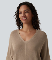 V Neck Half Sleeve Casual Sweater