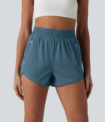 High Waisted Curved Hem Yoga Shorts 3'' with Pockets